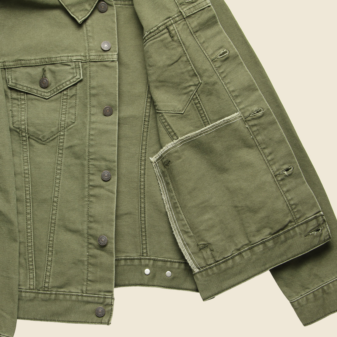 olive green levi's denim jacket