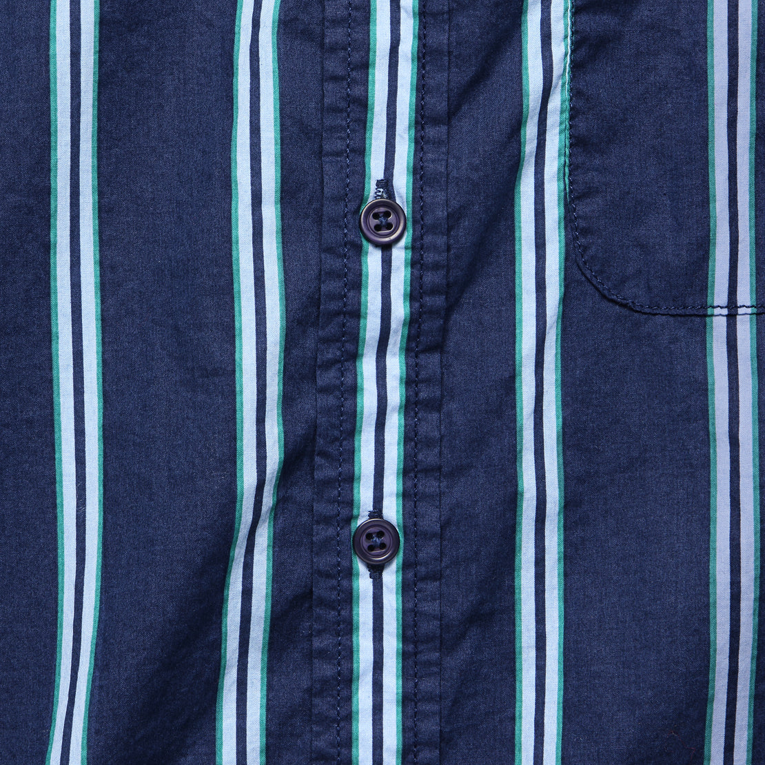 Vintage Stripe Print Shirt - Navy