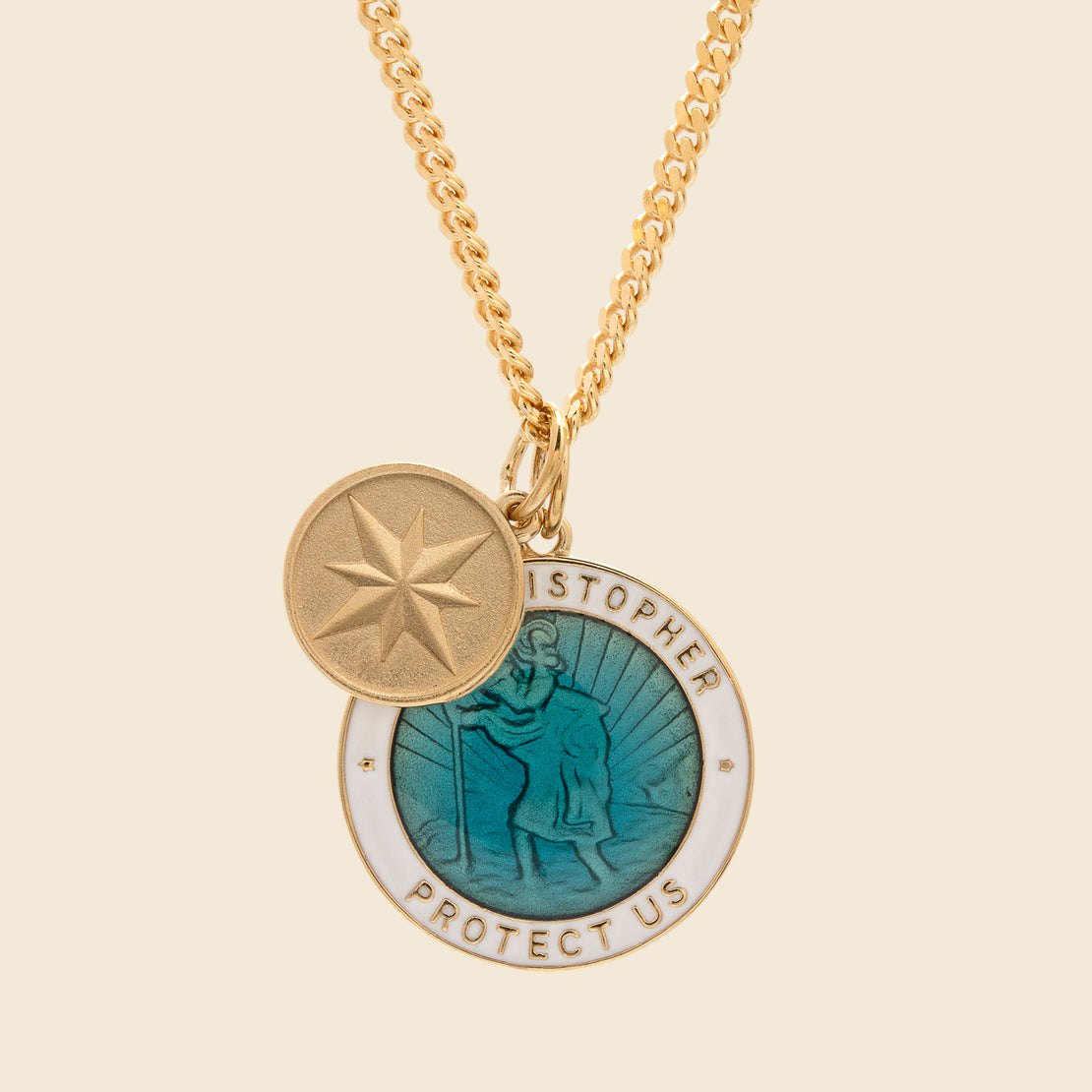 saint christopher protect us surf necklace