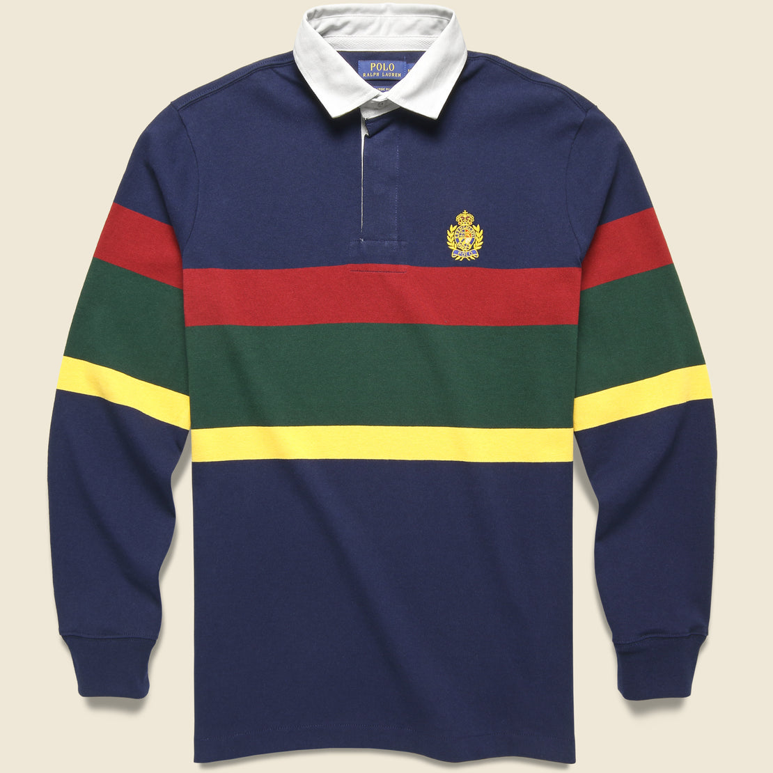Crest Logo Rugby Polo - Cruise Navy Multi Stripe