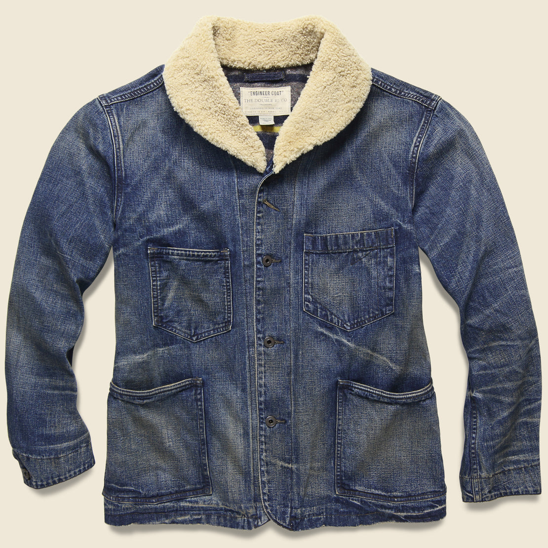 Shearling-Collar Denim Jacket 