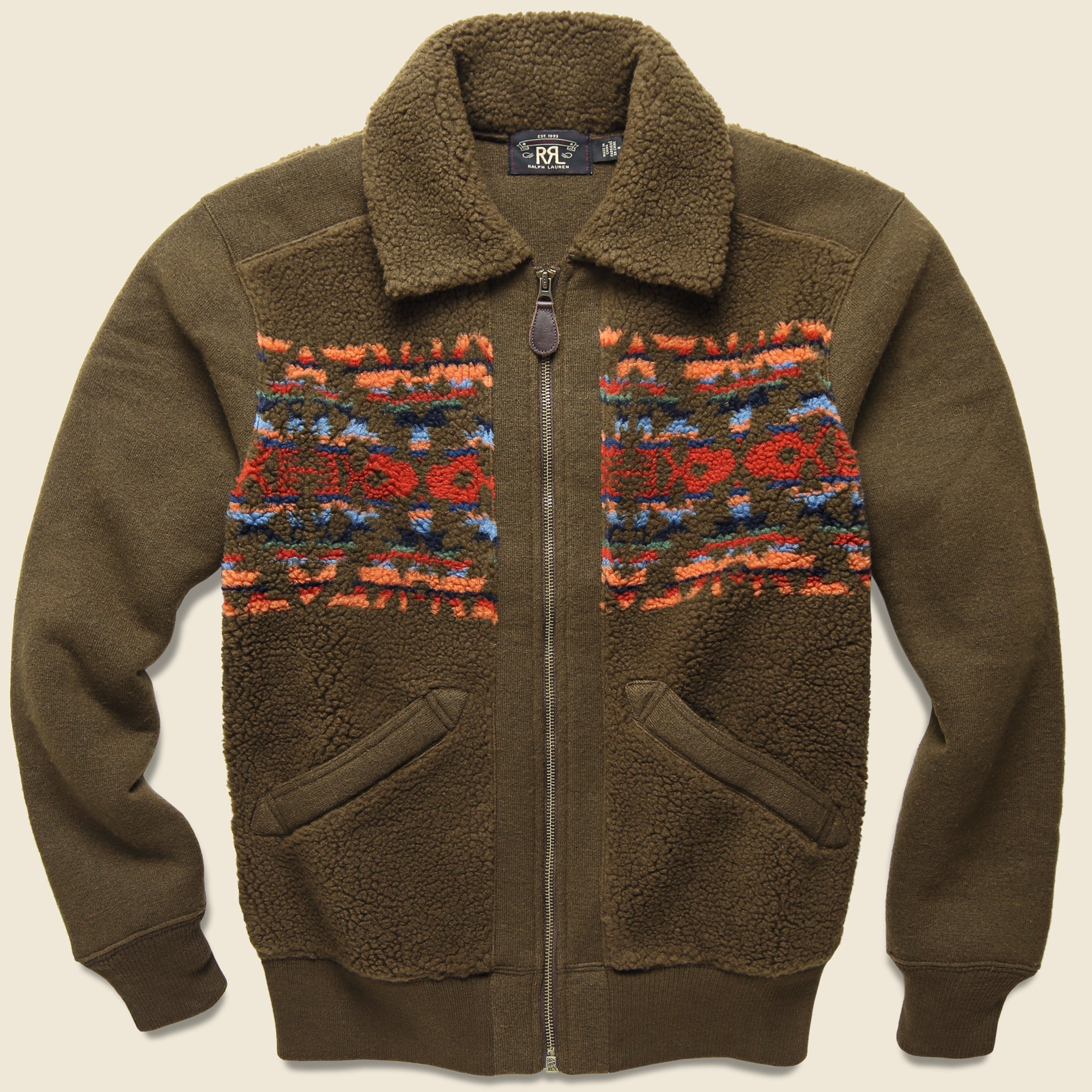 rrl print fleece jacket