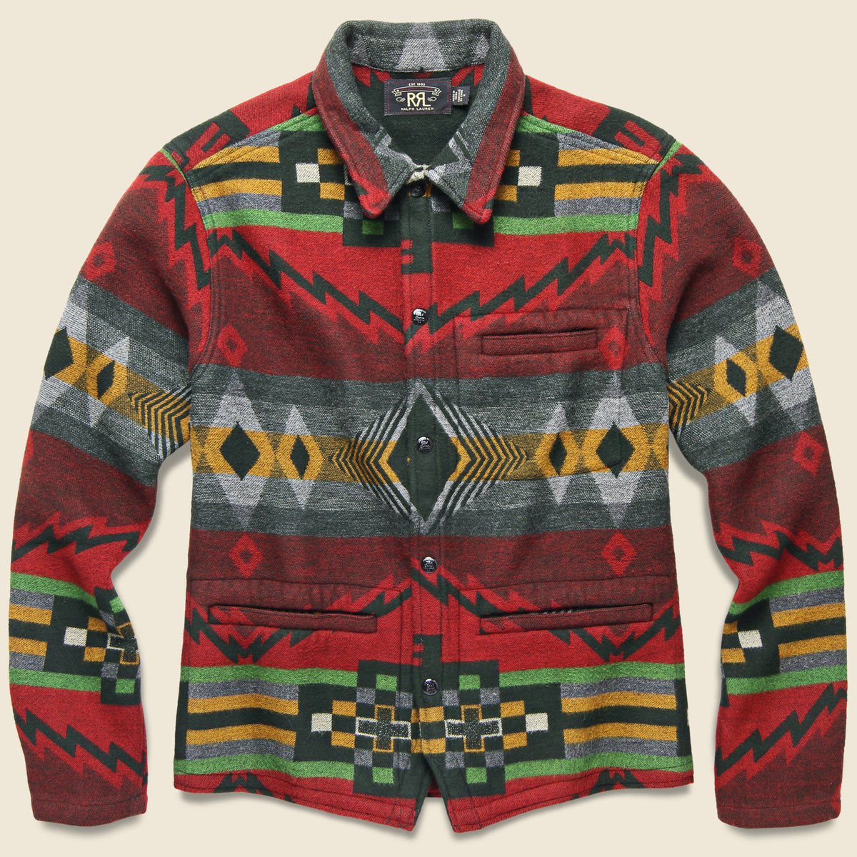 Southwestern Jacquard Overshirt - Red