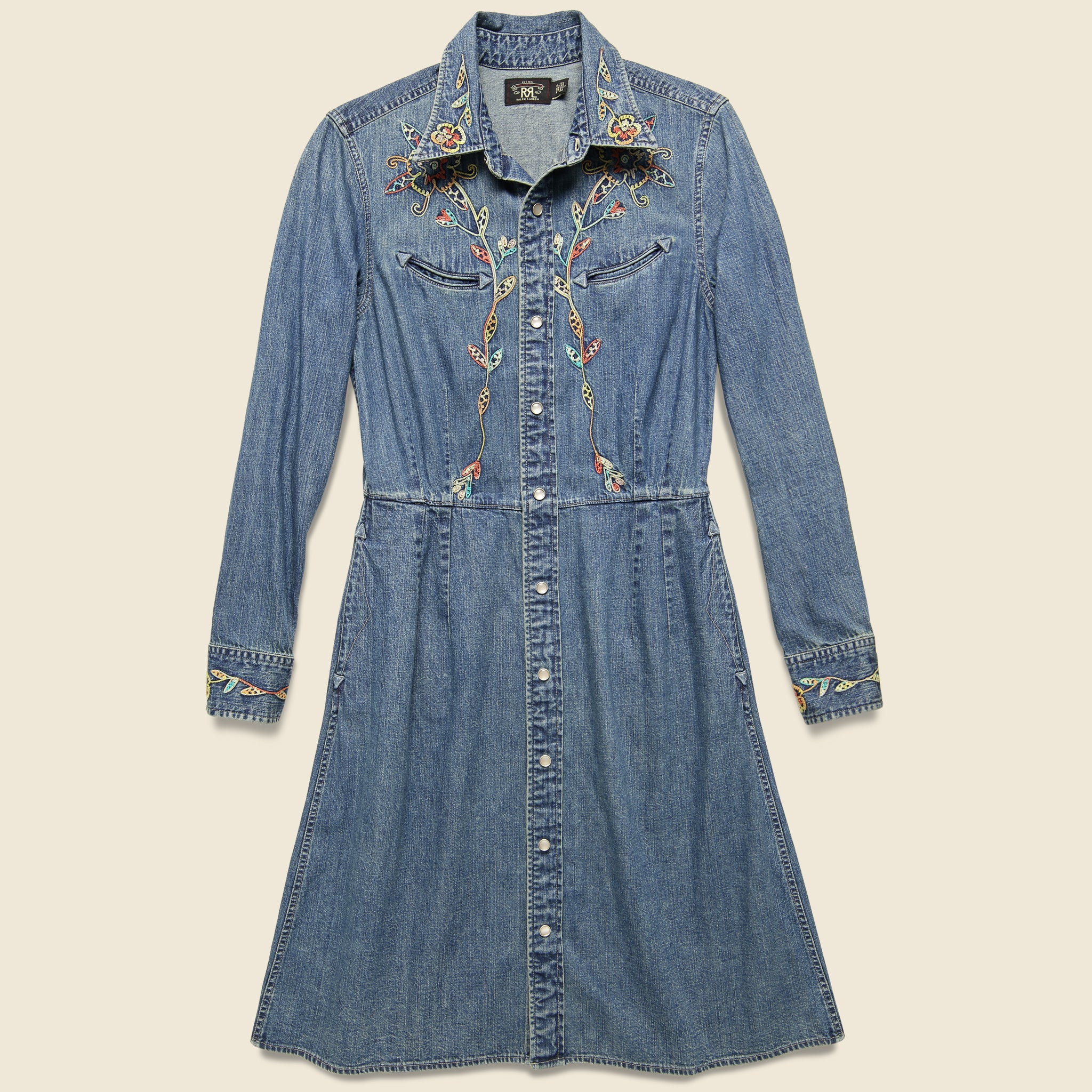 denim dress embroidered