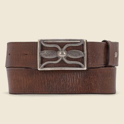 Hand-Burnished Leather Belt - Vintage Black