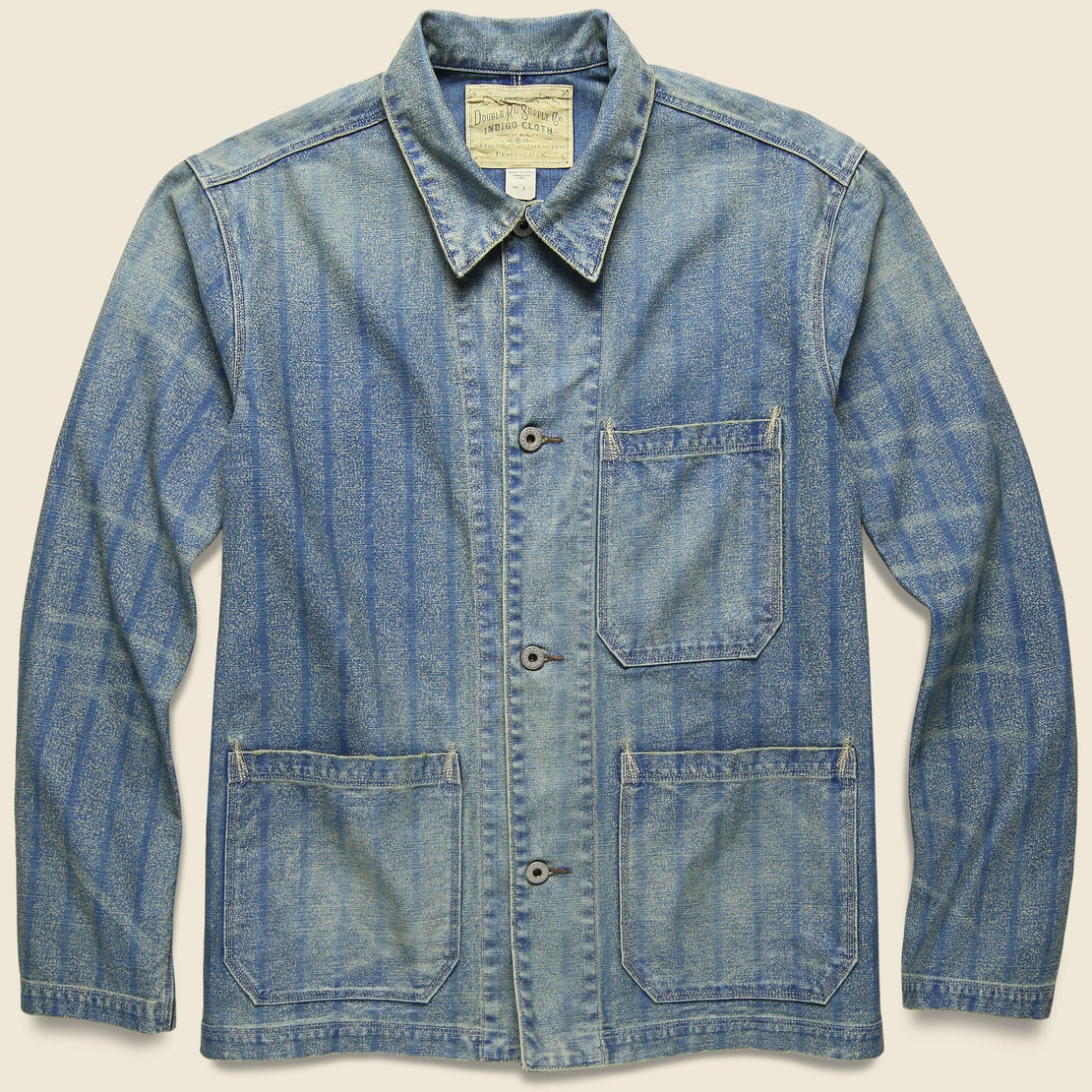 rrl striped indigo twill jacket