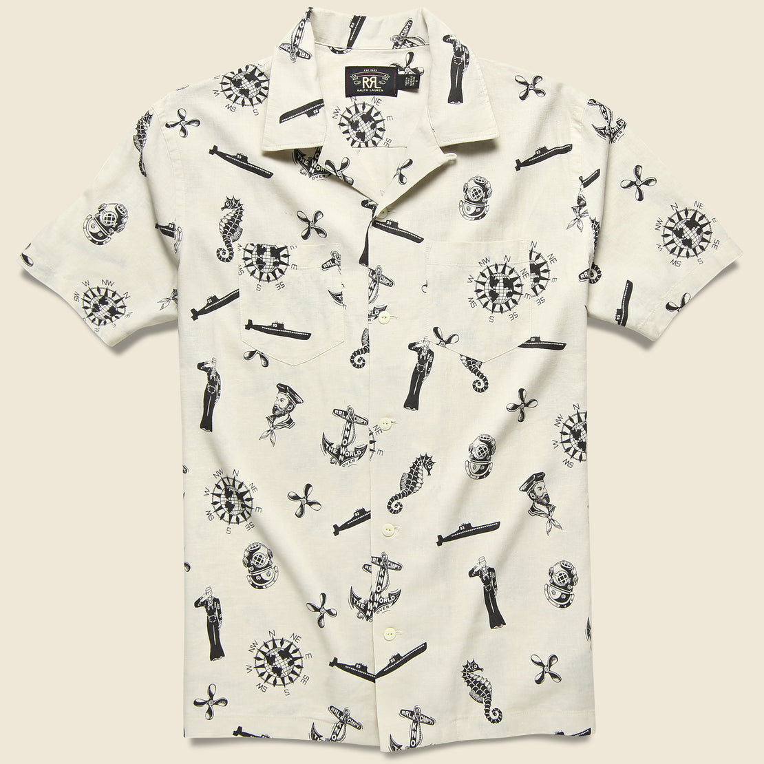 RRL aloha アロハ NAUTICAL-PRINT CAMP SHIRTS | gulatilaw.com