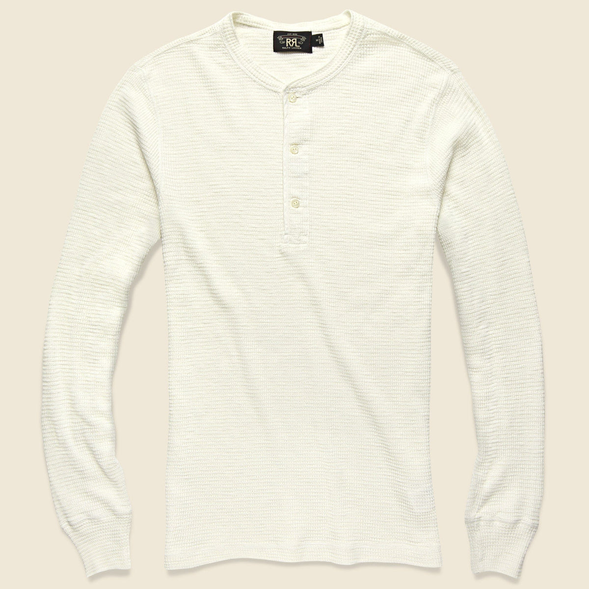 WaffleKnit Henley Paper White