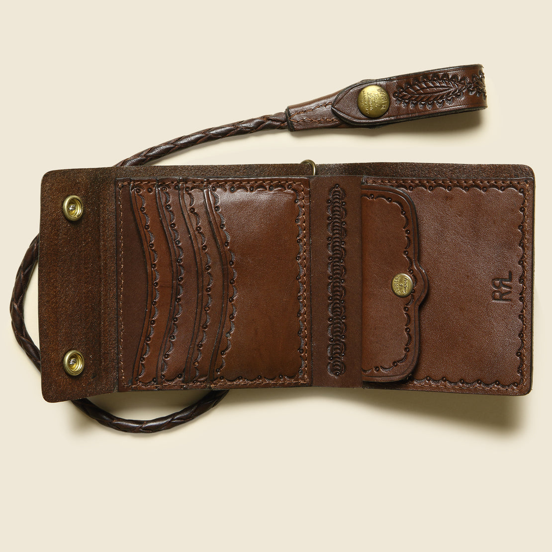Hand-Tooled Leather Rider Wallet - Saddle Brown