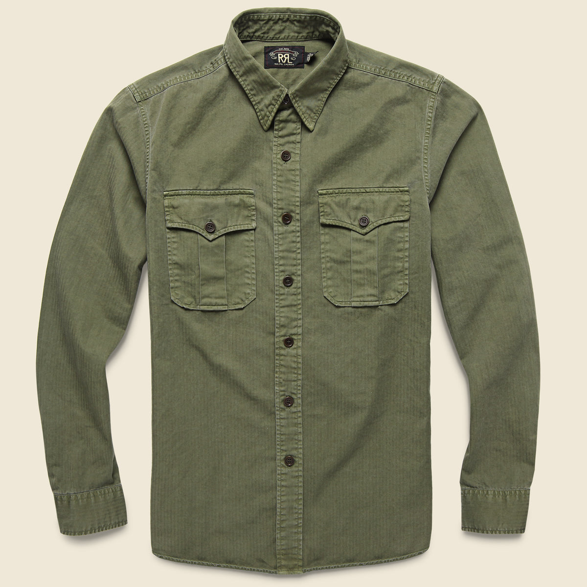 G.I. Military Shirt - Olive Herringbone