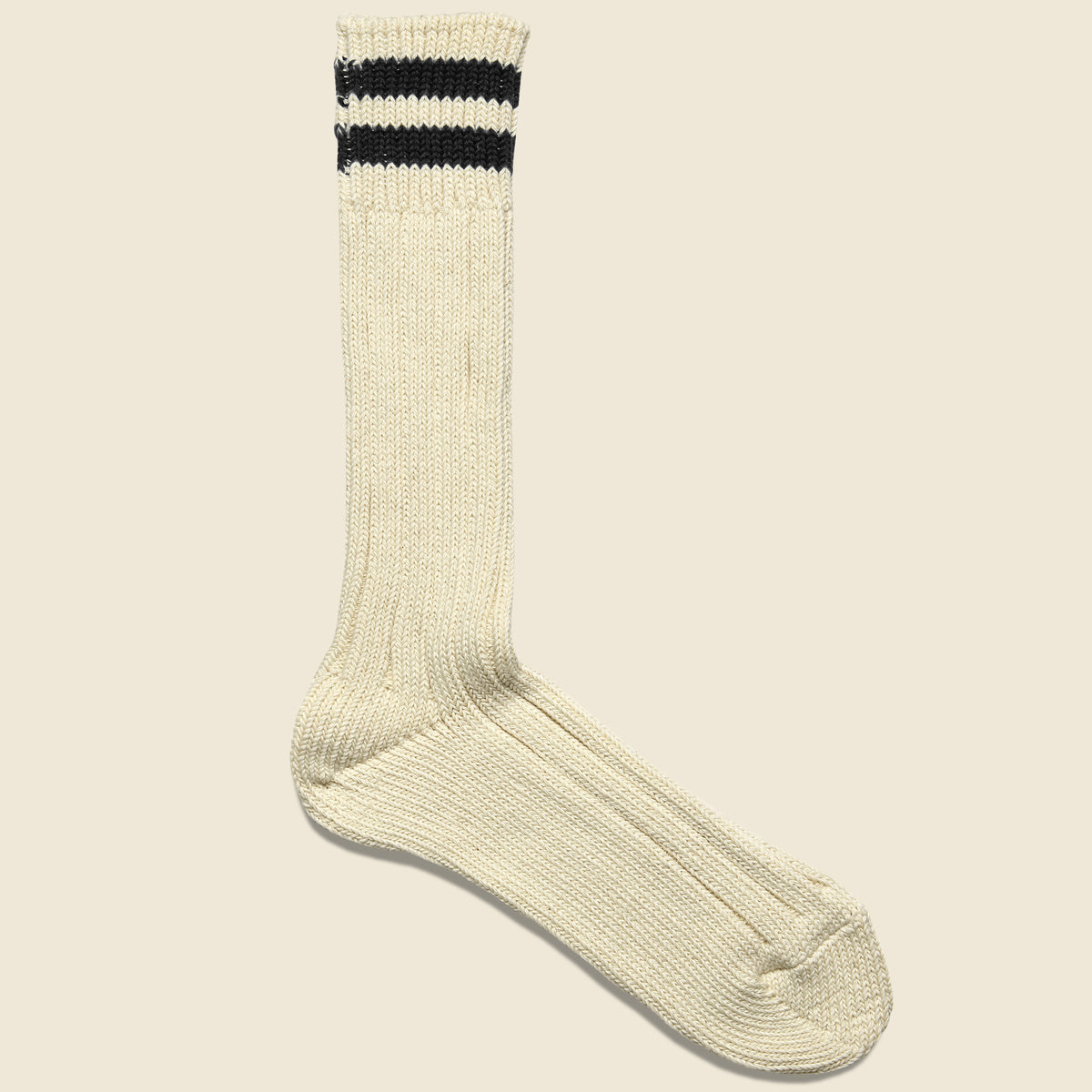 2 Stripes Low Raw Sock - Ecru/Black