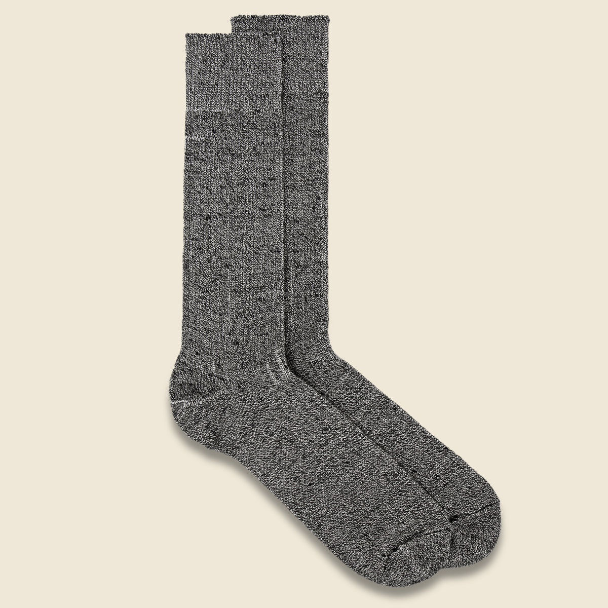 Cotton Linen Rib Sock - Mix Black