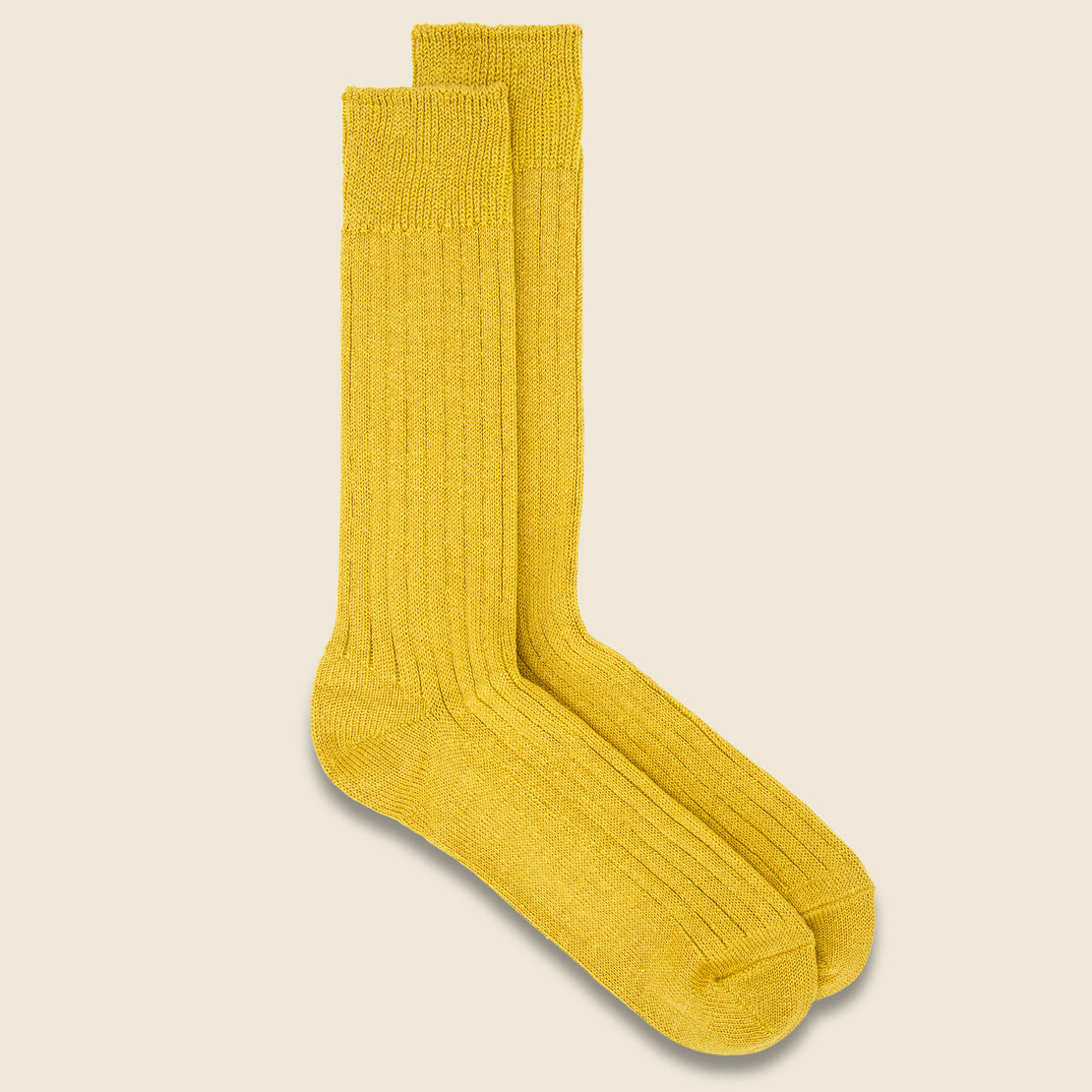 Cotton Linen Rib Sock - Yellow