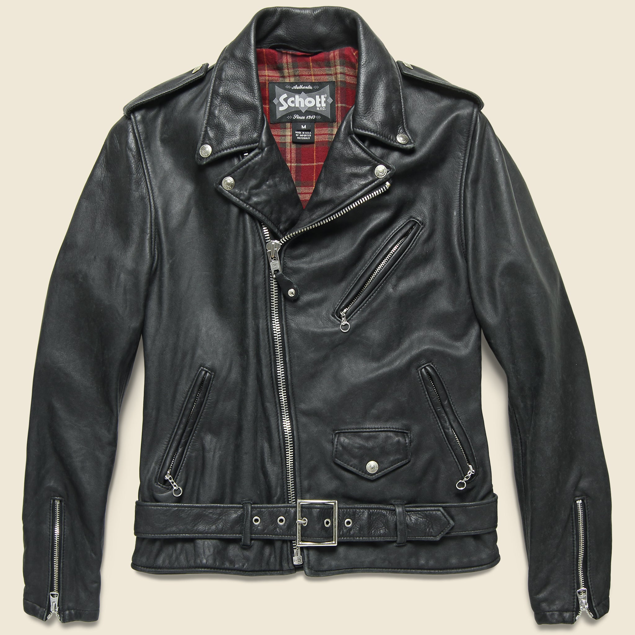 Lightweight Fitted Cowhide Motorcycle Jacket Black