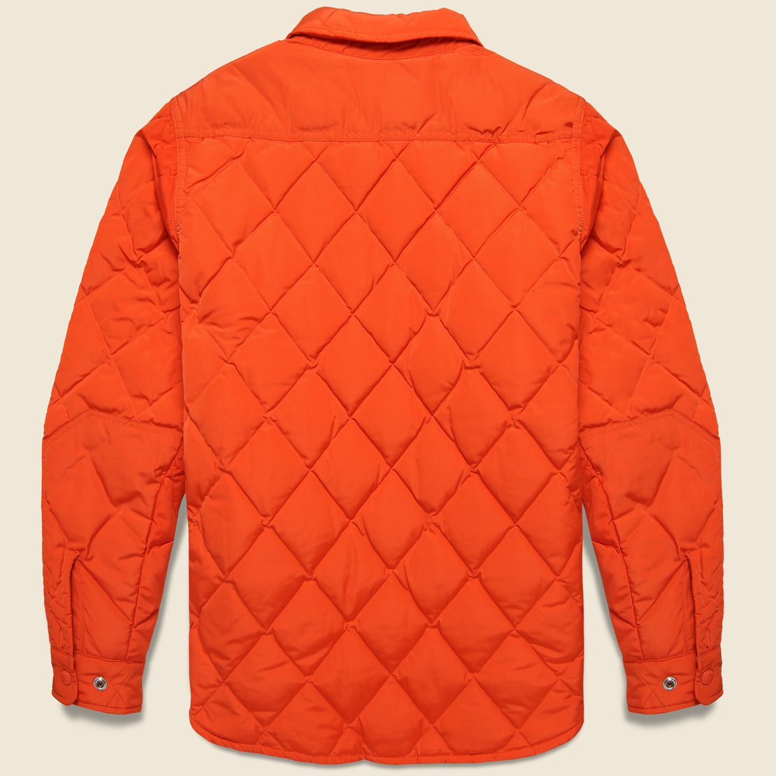 Down Filled Quilted Shirt Jacket - Orange