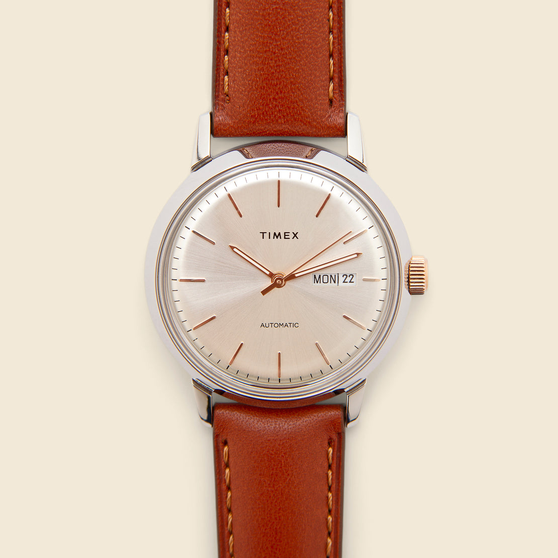 Marlin Automatic Watch 40mm - Stainless/Cream/Brown Leather