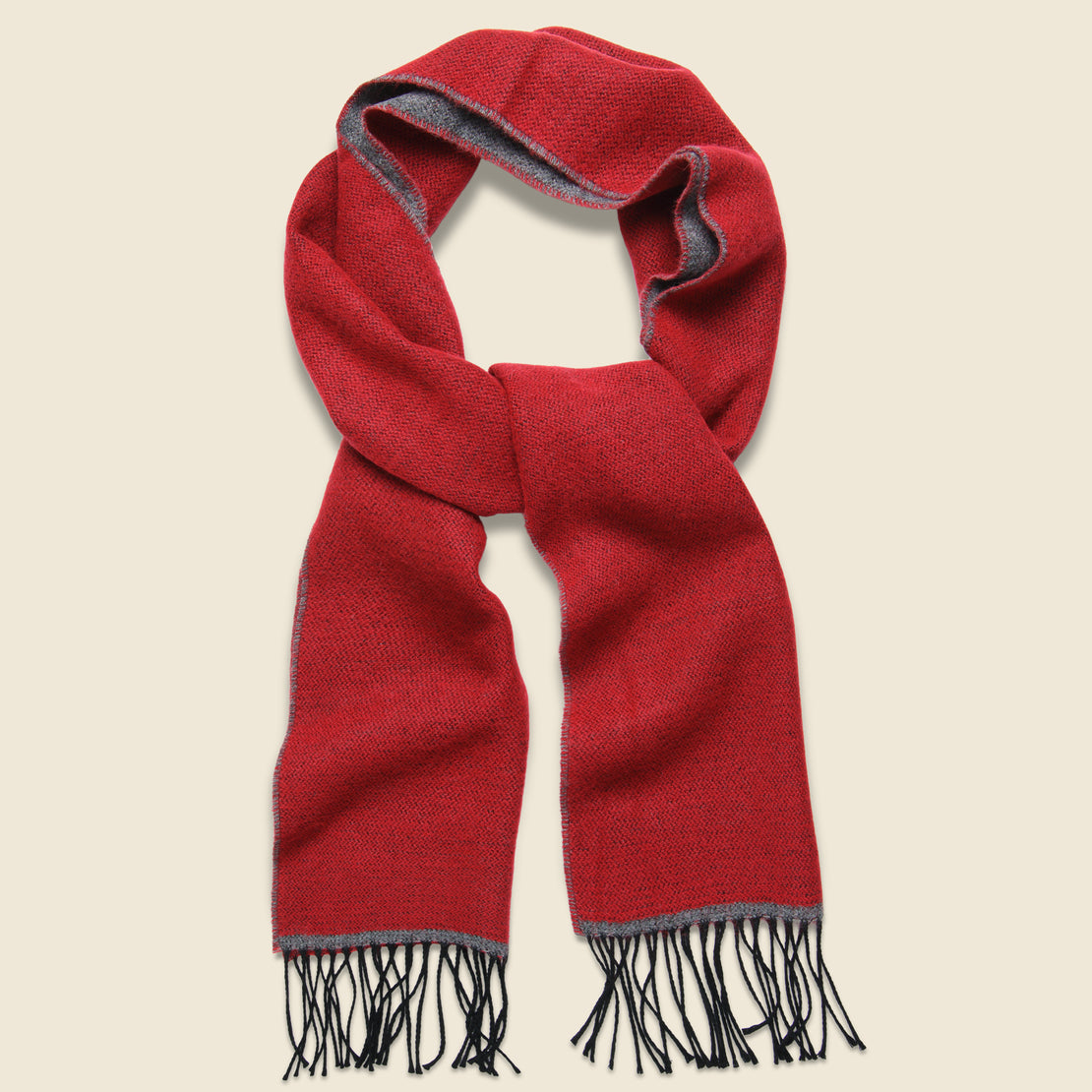 Double-Sided Scarf - Red/Grey