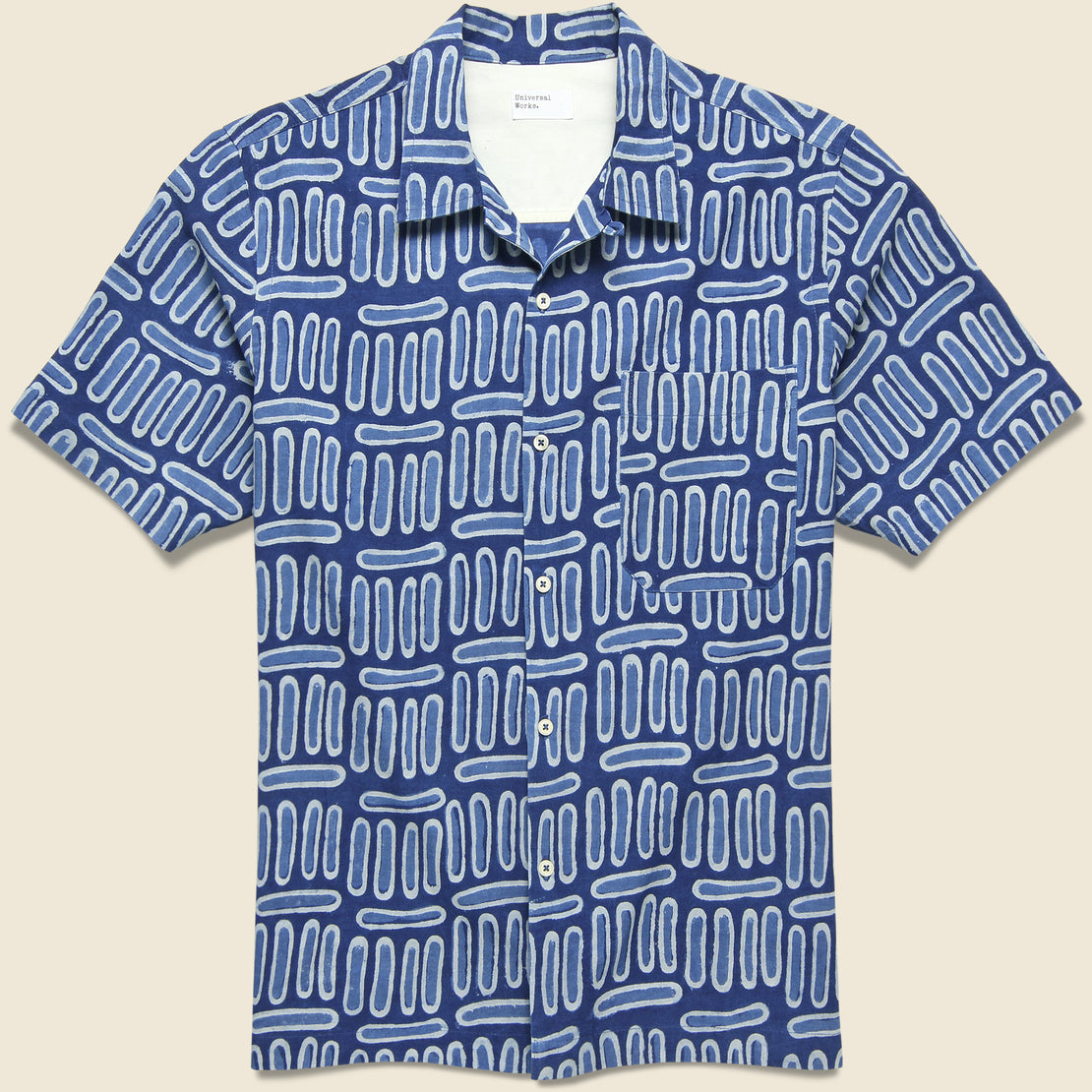 Handblock Print Camp Shirt - Indigo