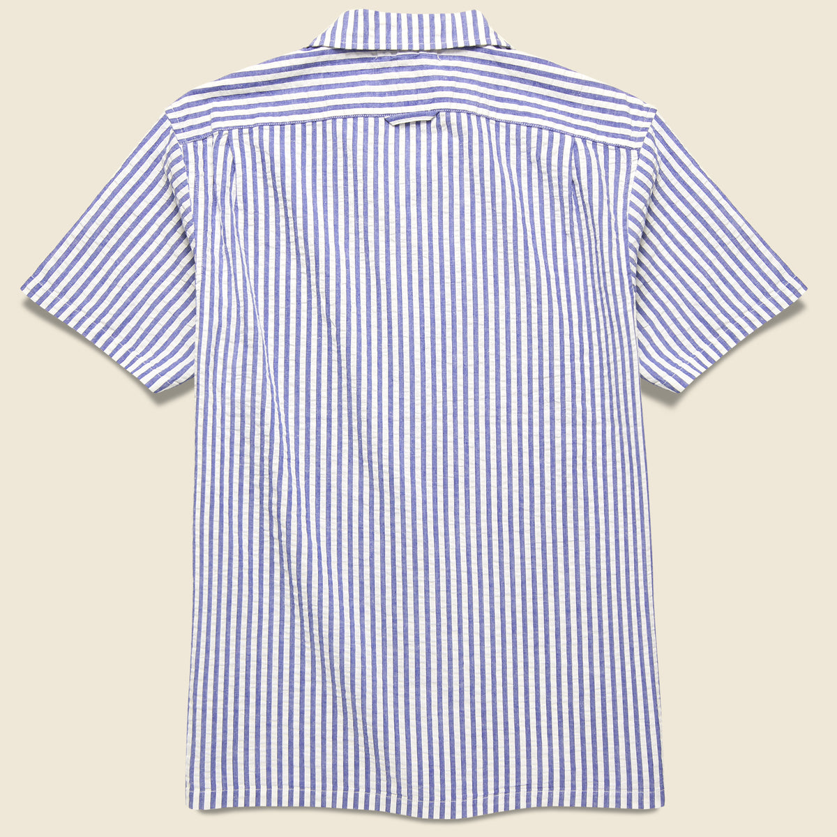 Seersucker Camp Shirt - Blue/White Stripes