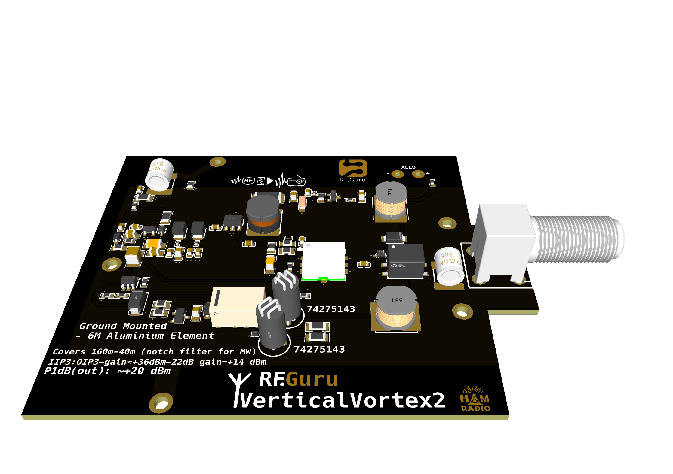 VerticalVortex2 PCB 3D rendering