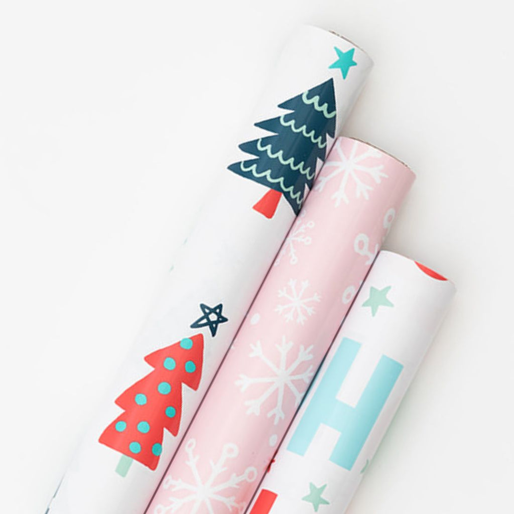 Christmas Reversible Wrapping Paper, Santa With Characters And Snowflakes  Mega Roll, 30”, 175 Total Sq. Ft.