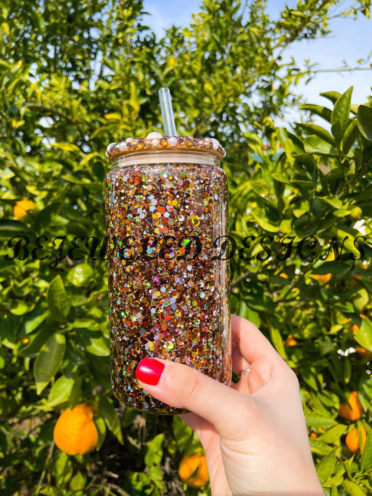 Blue Glitter Snowglobe Beer Can – Bejeweled Designs