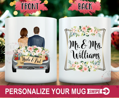 Personalized Mr and Mrs Coffee Mugs, Custom Engagement Gift, Custom Wedding Gift Mug, Bride & Groom,Wedding Gift for Couple,Anniversary Gift