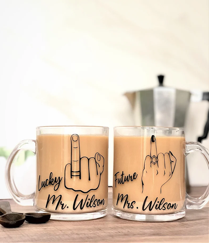 Mr. Mrs. Coffee Mug Set / Engagement Gift / Coffee Mug Set / Custom Bride Gift / Bridal Shower Gift / Wedding Gift