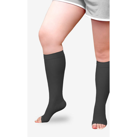 L&R ExoStrong™ Thigh High 20-30 mmHg w/ Silicone Top, Open Toe – Compression  Stockings