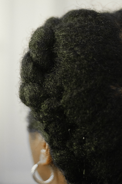 The back hair of textured coily 4c hair