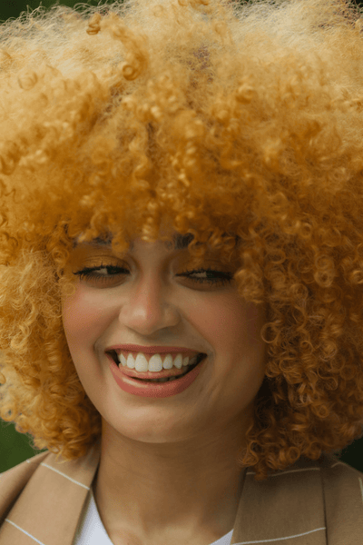 big blonde curly hair