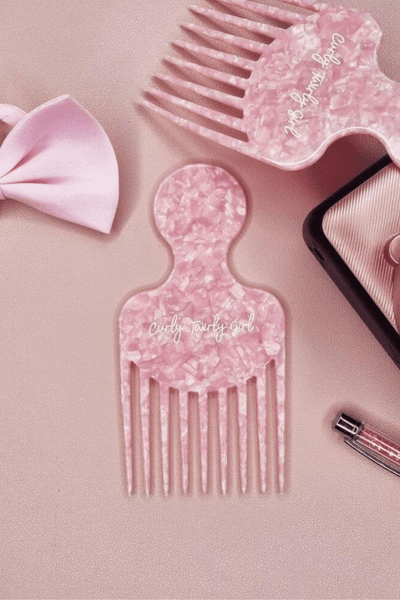 Pink Curly Twirly Girl afro hair pick