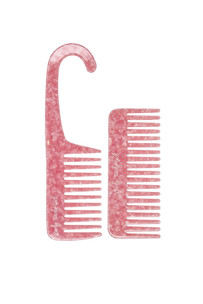Pink Curly Twirly Girl wide tooth comb set
