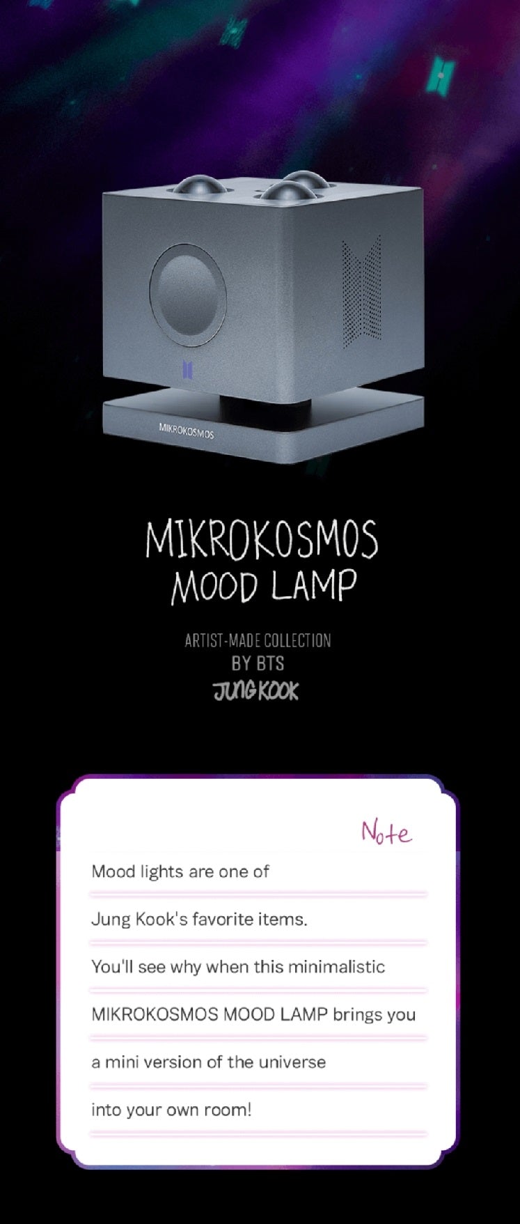 BTS JUNGKOOK MIKROKOSMOS MOOD LAMP グク - タレントグッズ