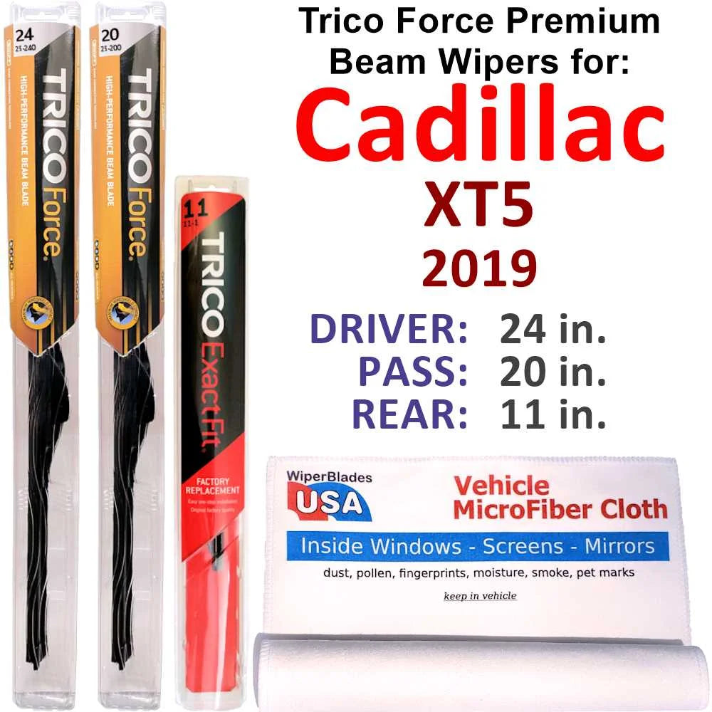 2019 Cadillac XT5 Premium Performance Beam Wipers (Set of 3) w/Rear Wiper
