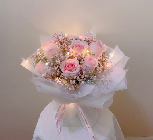 Rose Bouquet with Baby's Breath — Fannin Flowers, Inc.