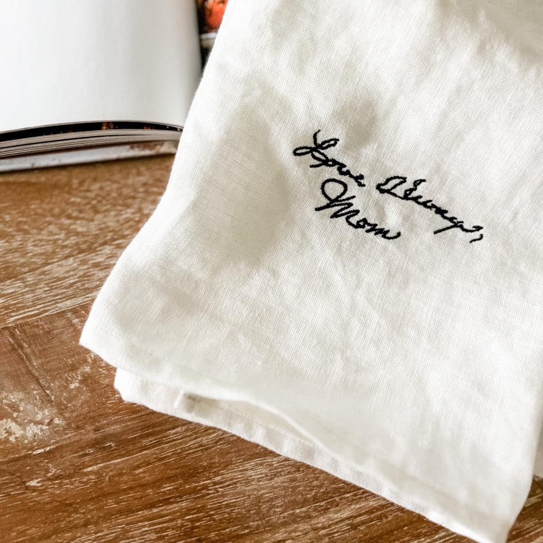 Personalized White Linen Napkins - Set of 12 – Give Wink