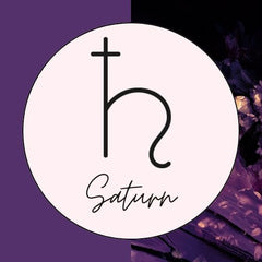 The astrology symbol for the planet Saturn.