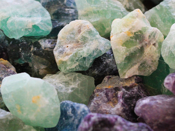 A collection of rough Fluorite tumbles where its believed Fluorite makes psychic communication easier.