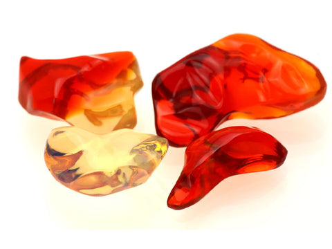 A close up of red mexican fire opal.