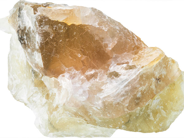 A rough yellow Fluorite crystal.