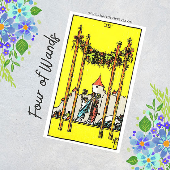 the four of wands tarot card meaning blog cover - Light of Twelve
