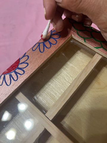 Adding details on hand painted jewelry box