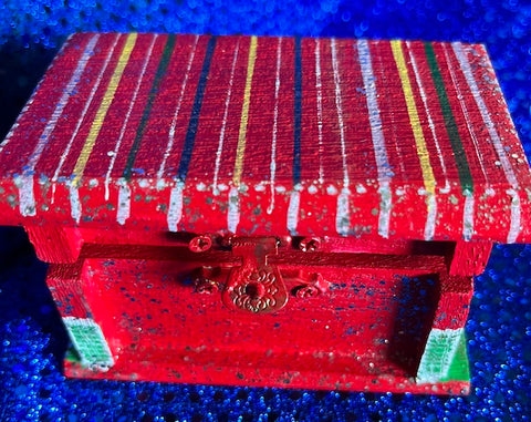 Red striped wooden box