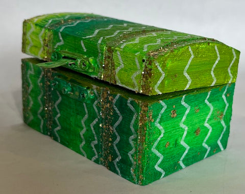 green geometrical art wood box