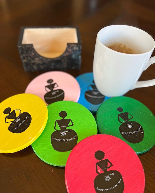 Hand-Painted Wooden Coasters – Clover & Maple