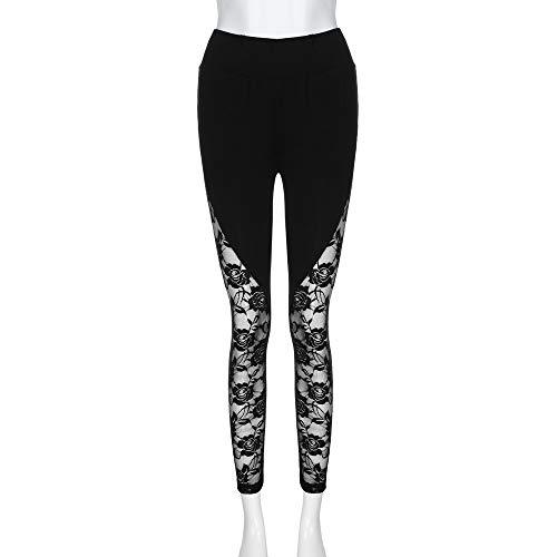 Womens High Waist Mesh Lace Yoga Leggings with Side Pockets, Tummy Con |  NineLife - Hungary