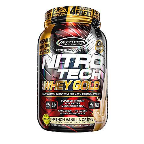 Whey Protein Powder | MuscleTech Nitro-Tech Whey Gold Protein Powder | Whey Protein Isolate Smoothie Mix | Protein Powder for Women & Men | Vanilla Protein Powder, 2.2 lbs (31 Servings)-package varies