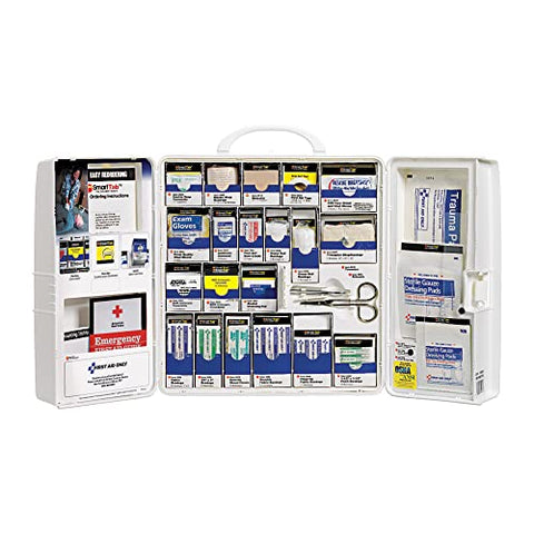 First Aid Only 50 Person Large Plastic SmartCompliance White Business Cabinet with Carrying Handle, without Medications