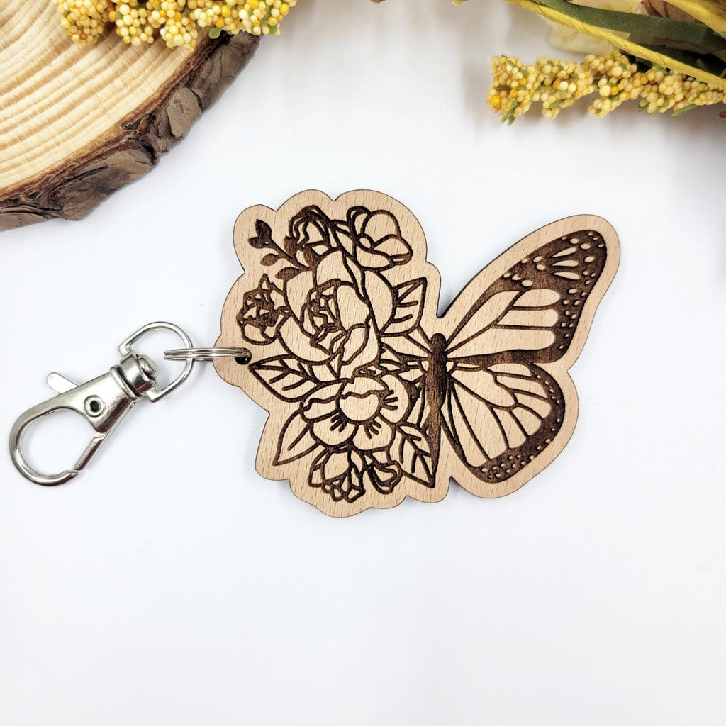 Personalized Name and Leaves Acrylic Keychain – Poppy and Honey Bee